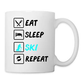 eat sleep ski repeat - Tasse - Weiß - Rechts