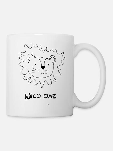 Löwe "wild one" Kindershirt - Tasse - Weiß