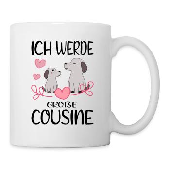 Cousine Ich werde große Cousine Geschnkidee Hunde - Tasse - Weiß - Rechts