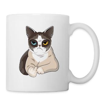 Non, Nö, Nope - Chat paresseux avec majeur - Mug blanc - blanc - Droite
