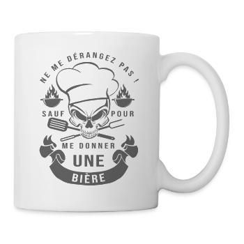 dérangez pas sauf bière cadeau humour barbecue bbq - Mug blanc - blanc - Droite