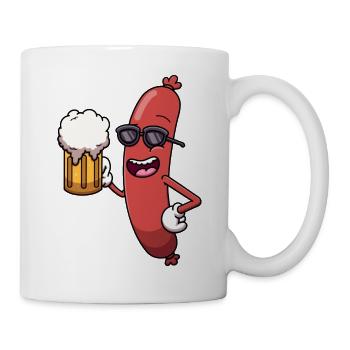 Saucisse fraîche avec de la bière - Mug blanc - blanc - Droite