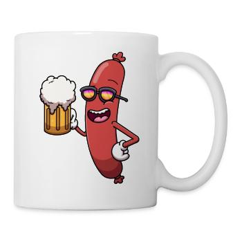 Kühle Wurst mit Bier - Tasse - Weiß - Rechts