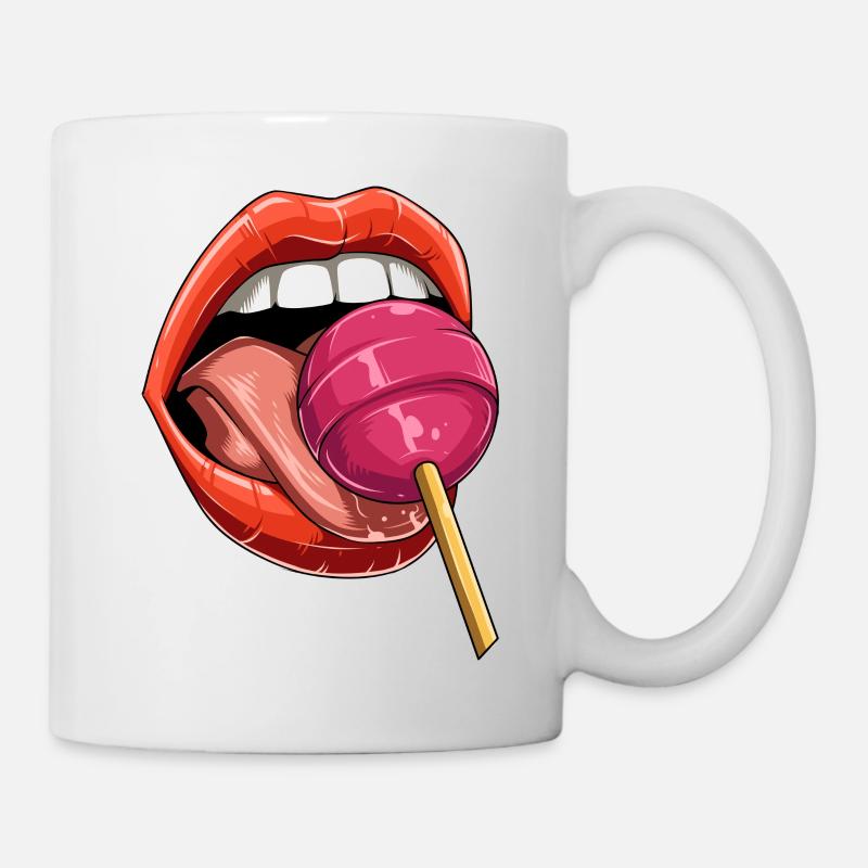 Baiser bouche sucette sucette bonbons - Mug blanc - blanc