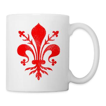 Florentiner Lilie - Fleur de Lis - Vintage - Tasse - Weiß - Rechts