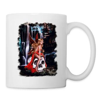 Mystérieuse blonde avec | de crâne Œuvre d’art Yolo - Mug blanc - blanc - Droite