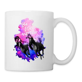 Galloping Herd of Horses - Watercolor - Mug - white - Right