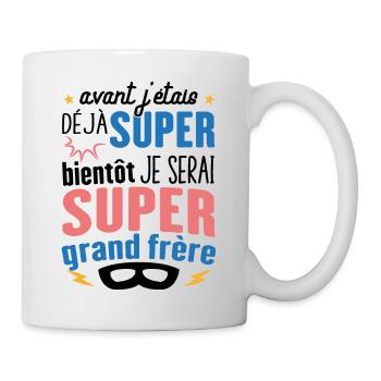 Annonce Grossesse Futur Super Grand Frère Garçon - Mug blanc - blanc - Droite