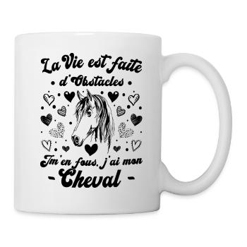 La Vie Est Faite D'obstacles - Équitation Cheval - Mug blanc - blanc - Droite
