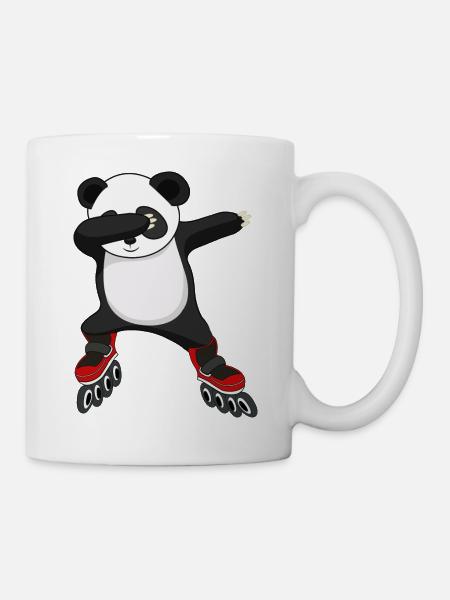 dabbing panda sur patin à roues alignées patineur animal - Mug blanc - blanc