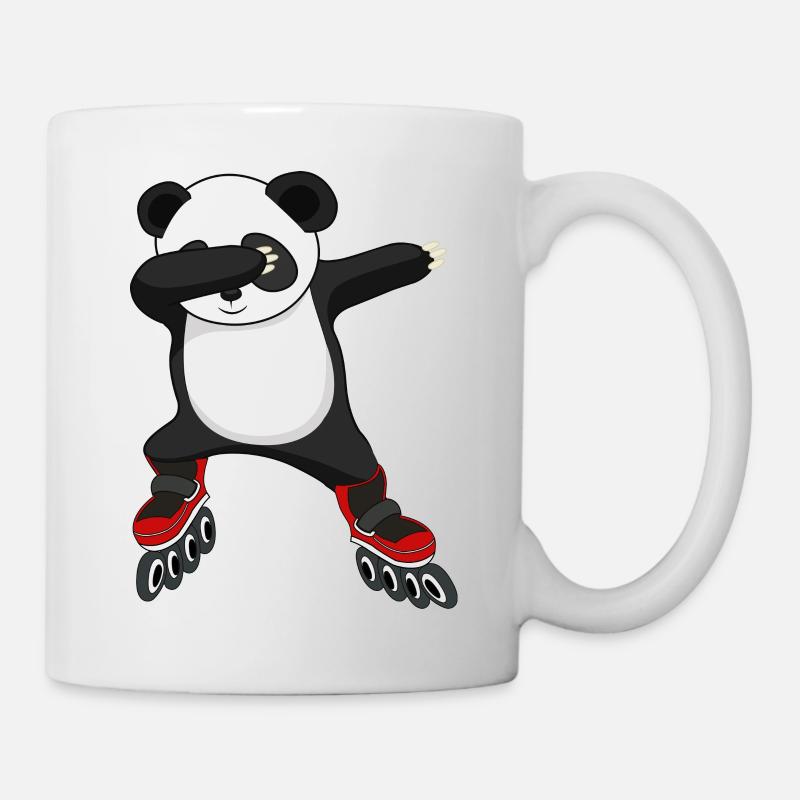 dabbing panda sur patin à roues alignées patineur animal - Mug blanc - blanc