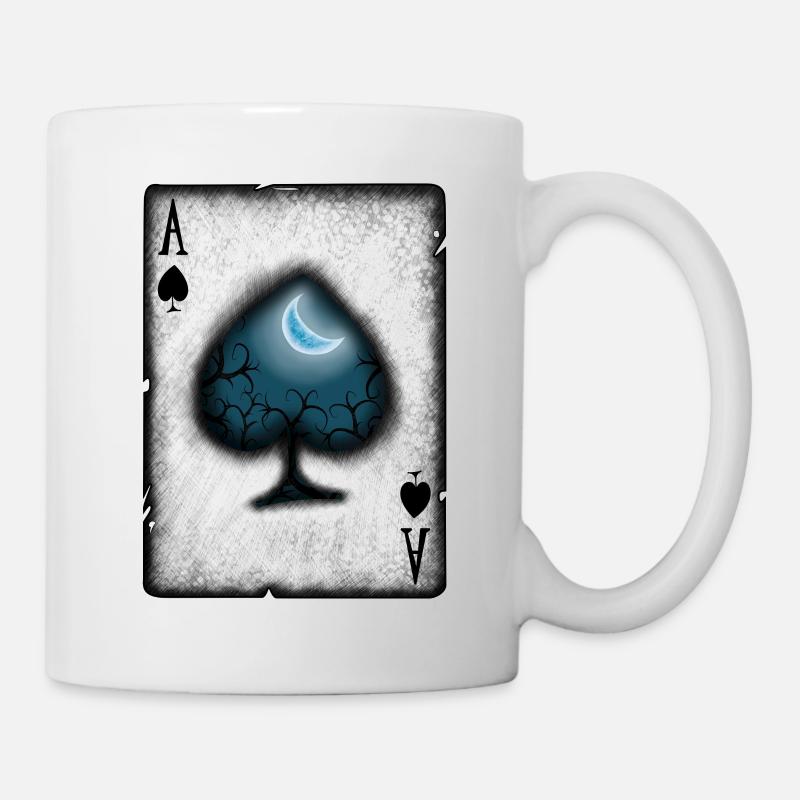 Pik-Ass mit dem Mond - Tasse - Weiß