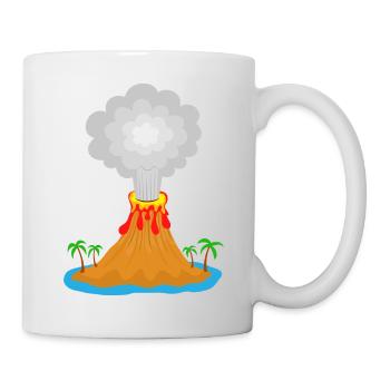 Volcano, eruption, volcanic island, lava, palm trees, mountain - Mug - white - Right