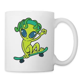 Skateboard Alien - Mug - white - Right
