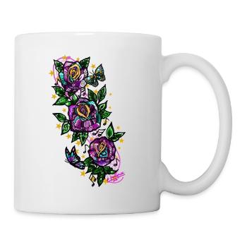 Rose/Noten/Schmetterlinge - Tasse - Weiß - Rechts