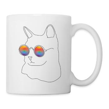 Minimalist line Katze pride LGBT cat rainbow gay - Tasse - Weiß - Rechts