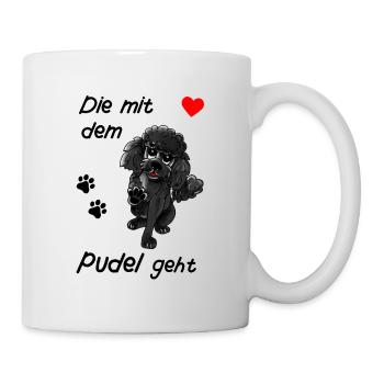 Pudeldesign - Die mit dem Pudel geht Comicstyle - Tasse - Weiß - Rechts