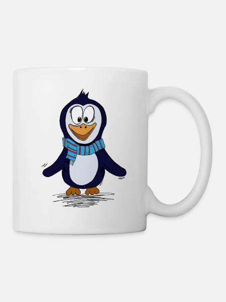Funny piguin with scarf - Mug - white