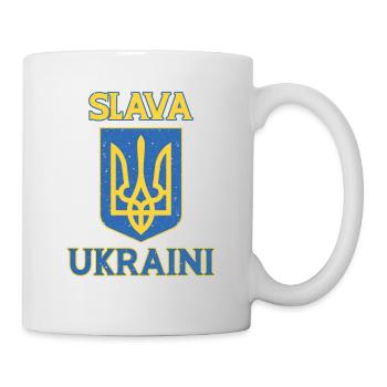 Slava Ukraini Coat of Arms Grunge - Mug - white - Right