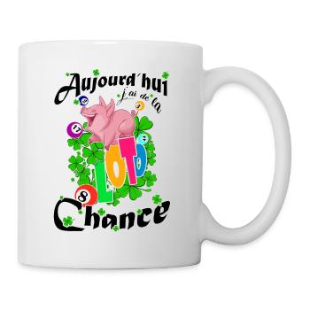 Aujourd'hui j'ai de la chance! loto - Mug blanc - blanc - Droite