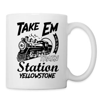 Western Coountry Yellowstone emmenez-les au train - Mug blanc - blanc - Droite