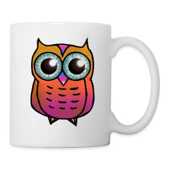 Orange And Pink Owl Textured Hairy Owl/ Cute Owl - Mug - white - Right