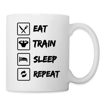 Eat Train Sleep Repeat - Tasse - Weiß - Rechts