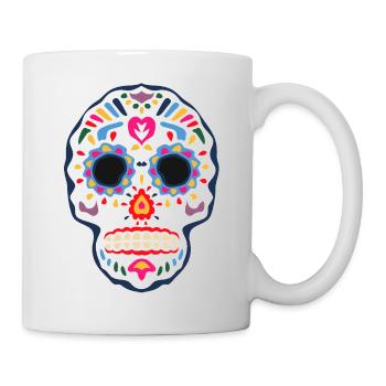 tete de mort mexicaine crane fantaisie - Mug blanc - blanc - Droite