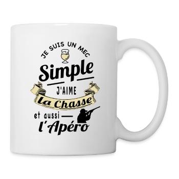 Je suis un mec simple chasse apéro humour papa - Mug blanc - blanc - Droite