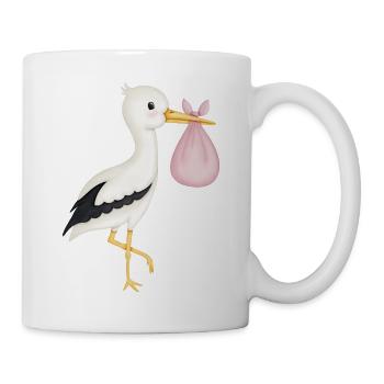 niedlicher Storch rosa - Tasse - Weiß - Rechts