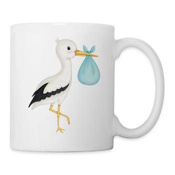 niedlicher Storch türkis - Tasse - Weiß - Rechts