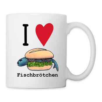 I love Fischbrötchen - Tasse - Weiß - Rechts