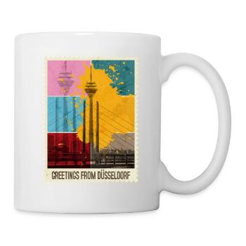Düsseldorf Deutschland Stadt Skyline Briefmarke - Tasse - Weiß - Rechts