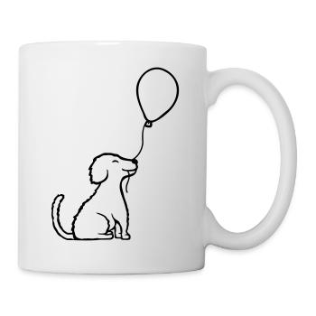 Sitzend Luftballon Hund cool - Tasse - Weiß - Rechts