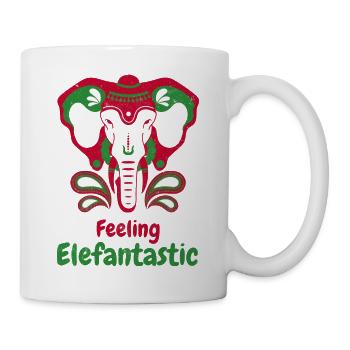 Fühlt sich eleptraumhaft an. Bunter Glückselefant - Tasse - Weiß - Rechts