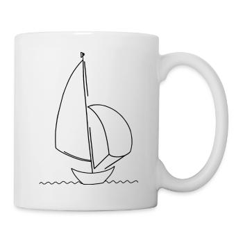 Segelboot, Spinnaker, Minimal, Regatta, Design - Tasse - Weiß - Rechts