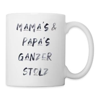 mama papa Eltern stolz Kinder babys Schrift - Tasse - Weiß - Rechts