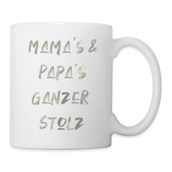 mama papa Eltern stolz Kinder babys Schrift - Tasse - Weiß - Rechts