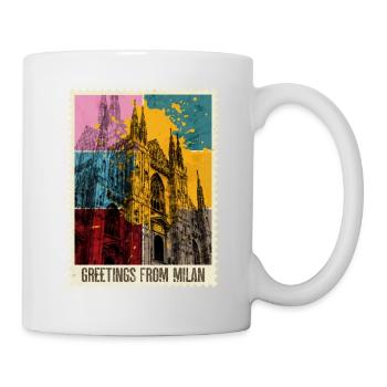 Milan Italy City Skyline Stamp Colorful - Mug - white - Right