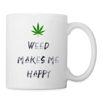 l’herbe me rend heureux cannabis marijuana - Mug blanc - blanc - Droite
