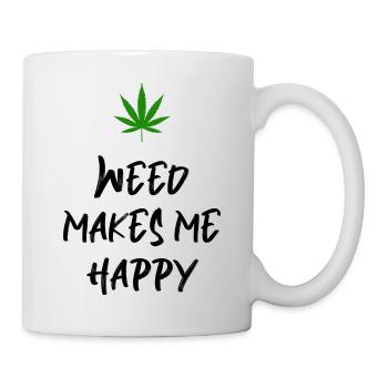 l’herbe me rend heureux cannabis marijuana - Mug blanc - blanc - Droite
