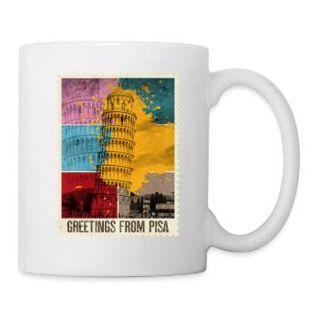 Pisa Italy City Skyline Tower Stamp Colorful - Mug - white - Right