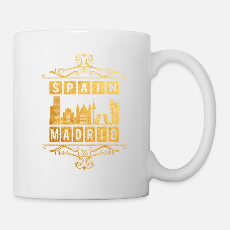 Madrid Spanien Stadt Skyline Ornament Gold Liebe - Tasse - Weiß