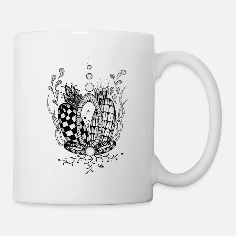 Tangle Type: Floral Design with Geometric Shape - Mug - white