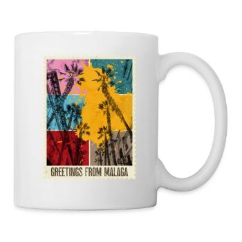 Malaga Spain City Skyline Stamp Colorful - Mug - white - Right
