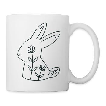 Cute floral rabbit with flowers - Mug - white - Right