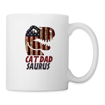 Patriotic Cat dad Dinosaur - Mug - white - Right