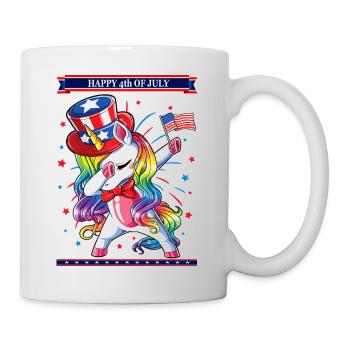 Dabbing Unicorn 4th of July American Flag - Mug - white - Right