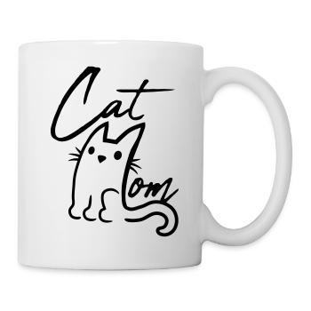 Cat Mom Text Logo - Tasse - Weiß - Rechts