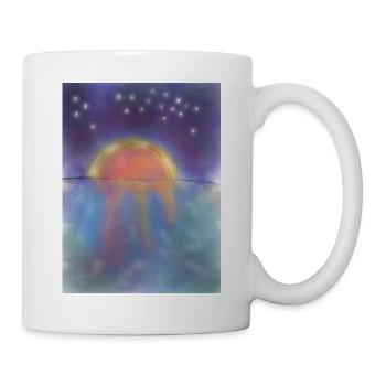 Sonnenuntergang mit Sternenhimmel - Tasse - Weiß - Rechts